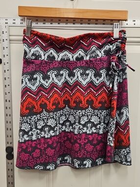 Soybu Pink & Red Patterned Swim Skirt Coverup